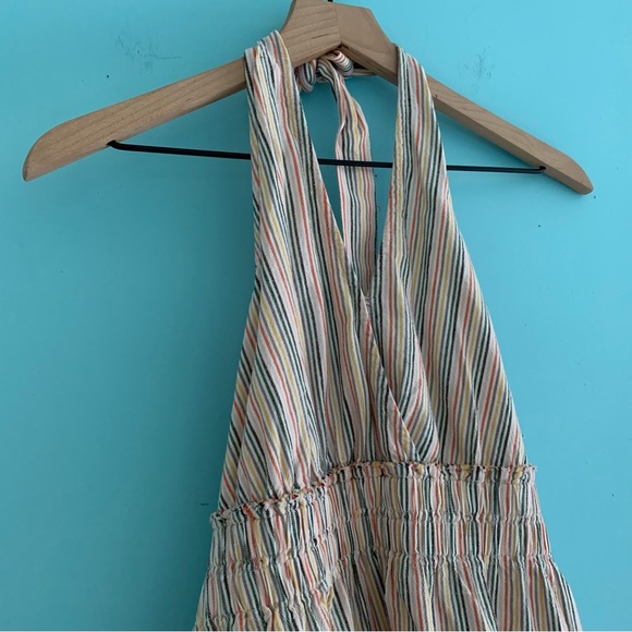 American Eagle Striped Smocked Halter Linen Top S - Picture 5 of 10